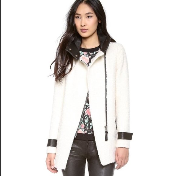 Mackage Jackets & Blazers - Mackage Coat Wool Leather Zippers Jacket Ivory Wool Mohair XS